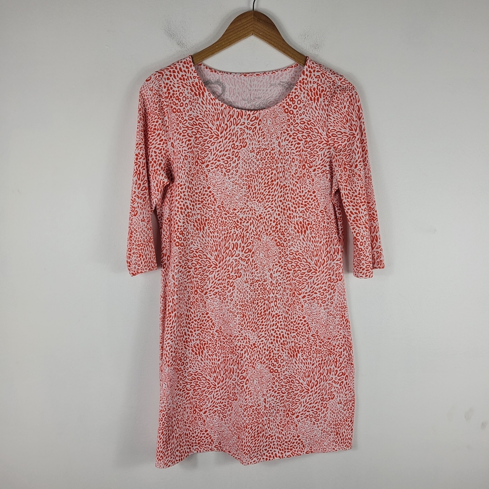 New Hiho Paradise Print Leaf Feather Dot Half Sleeve Mini Shift Dress